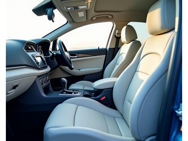 Intérieur de voiture impeccable après un nettoyage e4bimconsultants.com, sièges en tissu propres et tableau de bord lustré.