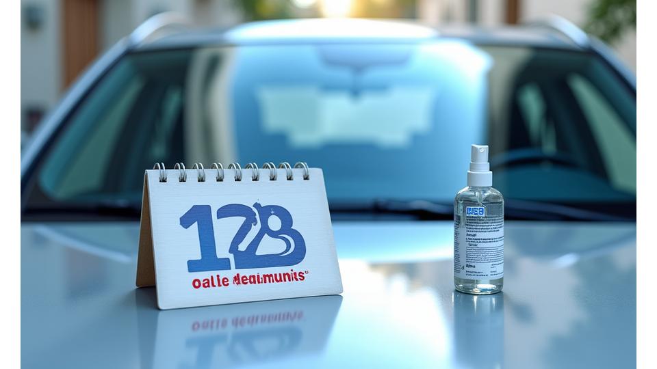 Un calendrier stylisé avec des marques indiquant une durabilité d'un an à 18 mois sur un pare-brise, appuyé par des produits d'entretien doux, symbolisant la longévité du traitement e4bimconsultants.com.